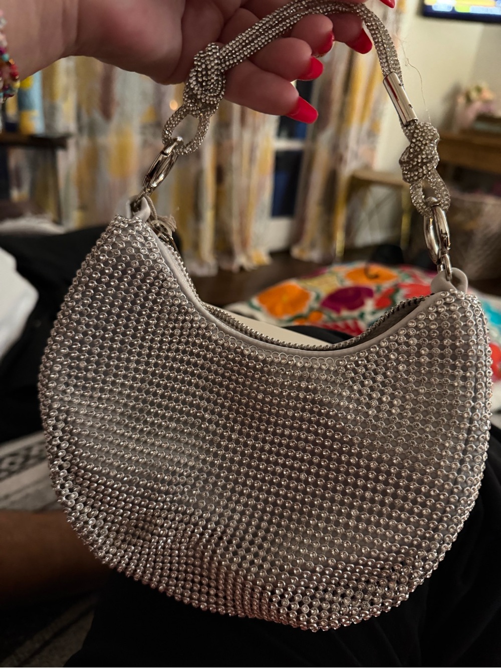 Silver Crystal Rhinestone Mini bag - Picture 4 of 7
